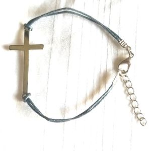 Silver Cross Cord Bracelet
